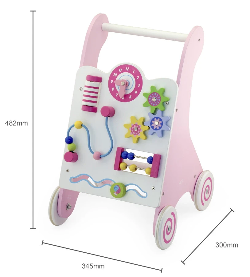 Viga Activity Walker Roze Houten Loopwagen 50178 2 Viga Activity Walker Roze Houten Loopwagen 50178 - Afbeelding 2