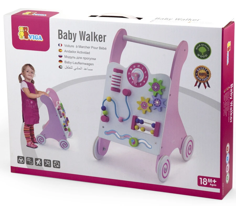 Viga Activity Walker Roze Houten Loopwagen 50178 8 Viga Activity Walker Roze Houten Loopwagen 50178 - Afbeelding 8