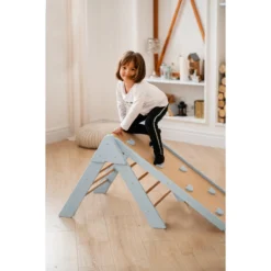 Luna Toys Blauw Houten Klimrek Met Glijbaan LU-36967 -Babyproducten blue 7