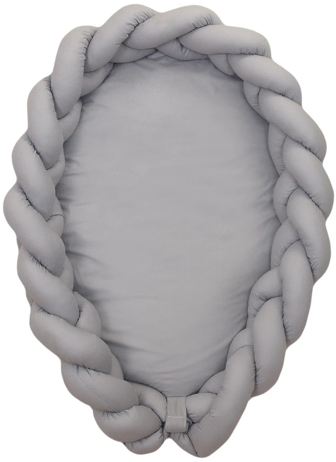 MamaLoes Amy Pure Grijs 2-in-1 Babynest En Braided Bedbumper 80661