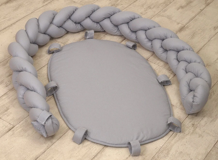 MamaLoes Amy Pure Grijs 2-in-1 Babynest En Braided Bedbumper 80661 4 MamaLoes Amy Pure Grijs 2-in-1 Babynest En Braided Bedbumper 80661 - Afbeelding 4