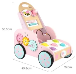 Eco Toys Roze Houten Activiteiten Loopwagen HC494888 -Babyproducten mamaloes eco toys roze houten activiteiten loopwagen hc494888 01