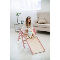 Luna Toys Roze Houten Klimrek Met Glijbaan LU-36974 15 Luna Toys Roze Houten Klimrek Met Glijbaan LU-36974 -Babyproducten pink 4