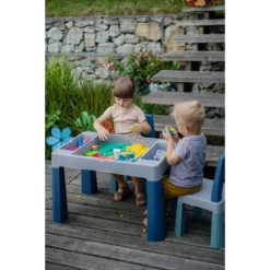Tega Baby Teggi Turquoise/Navy/Grey Multifun 3-in-1 Tafel Met Twee Stoeltjes TI-011-173 -Babyproducten tega baby teggi greyold roseturquoise multifun 3 in 1 tafel 1